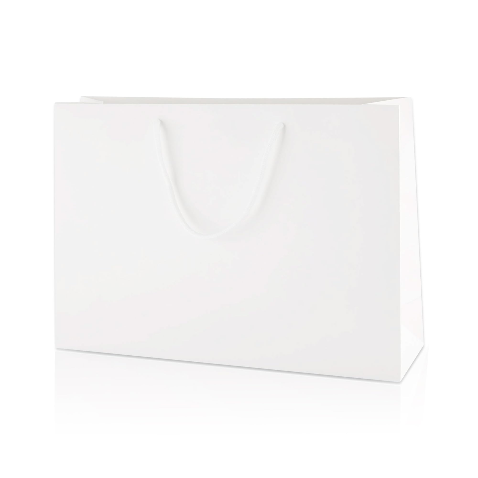 Thepaperbagstore 10 Sacchetti Regalo di Carta, di Lusso con Finitura Opaca e Manici di Corda (Bianco - Medium Width 350x100x240mm)