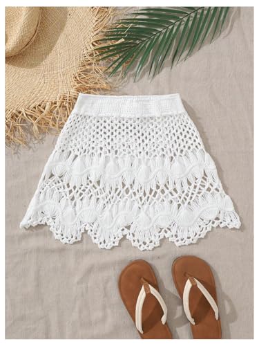 Milumia Girl's Crochet Sheer Coverup Hollow Eyelet Skirts Swim Cover Up Beachwear2