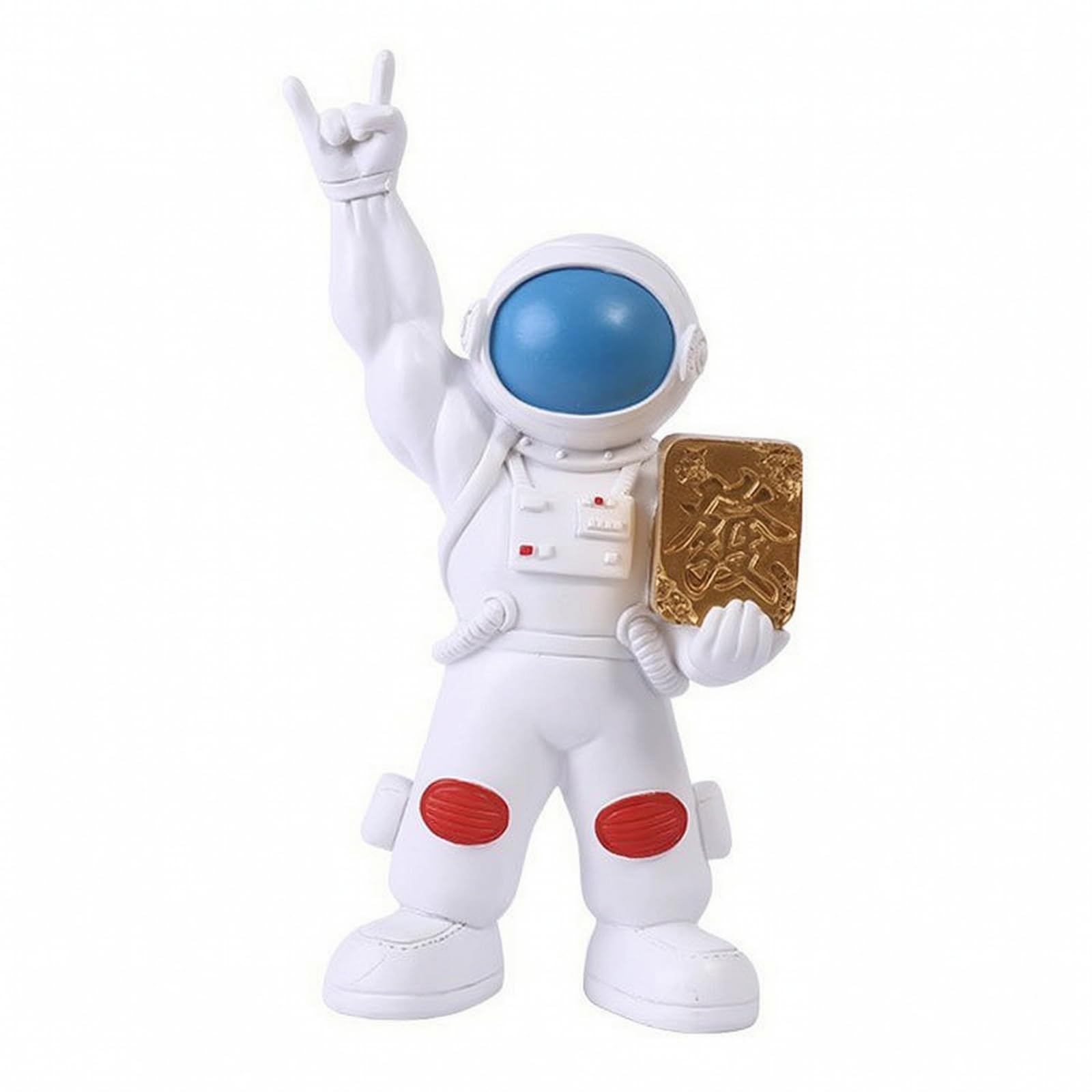 Statuetta in Resina Sintetica con Braccio Sollevato E Base Compatta per Scrivania E Ripiano da Ufficio Camera Letto E Libreria, Capelli Oro