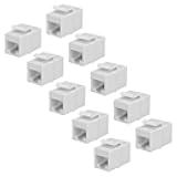 10-Pack CAT6 RJ45 Keystone Jack Female Coupler Insert Snap-in Connector Socket Adapter Port for Wall Plate Outlet Panel - White