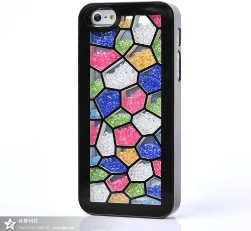 Mocase for iPhone 5/5S Deluxe Bling Rhinestone Cute Chic Crystal Back Case Cover for iPhone 5 5S (iPhone 5 Black + Polygon Crystal)