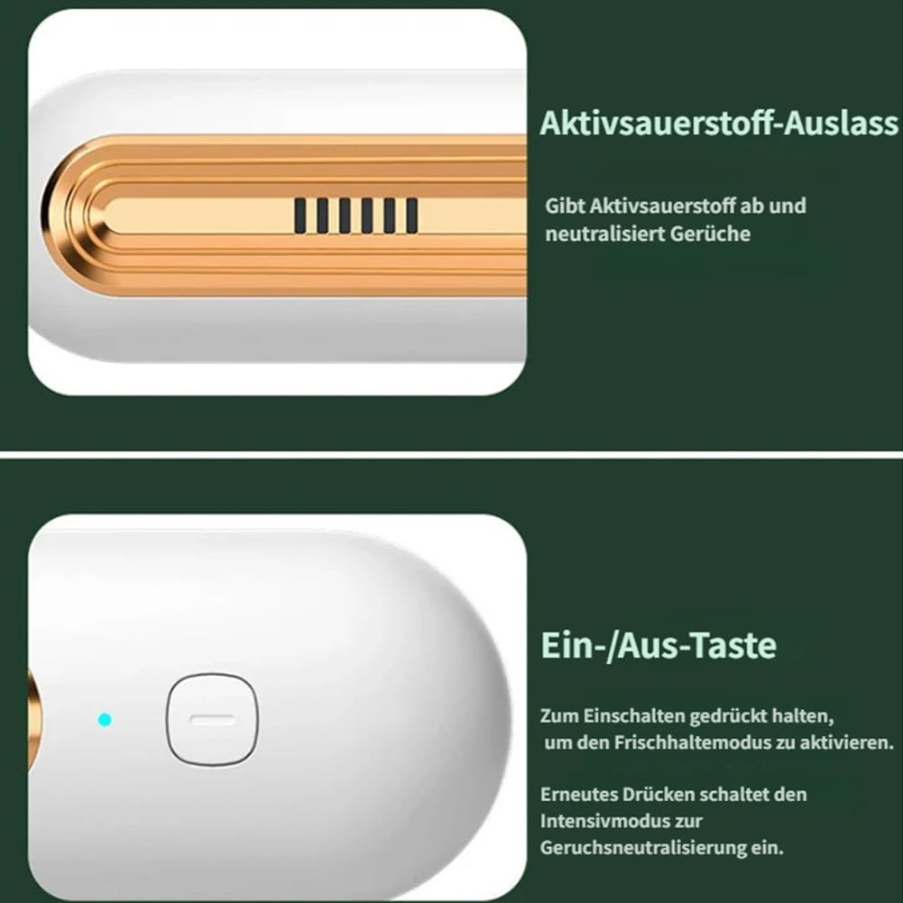 2 Stück Ozoori KüHlschrank Deodorierer USB, Wiederaufladbarer Ozoori für Kühlschrank, 2 Modi Geruchsneutralisierer Ozongenerator für Kühlfach Gefrierschrank Schließfach Auto (2 Stück-C)