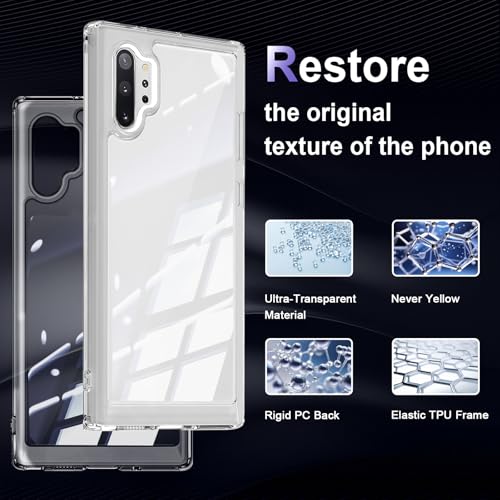 Image of Case for Samsung Galaxy Note 10 Plus, Military Grade Drop Protection Phone Case, Yellowing Resistant, Anti-Scratch Hard PC Back, Shockproof Hard Ultra-Thin Protective Cover, Clear