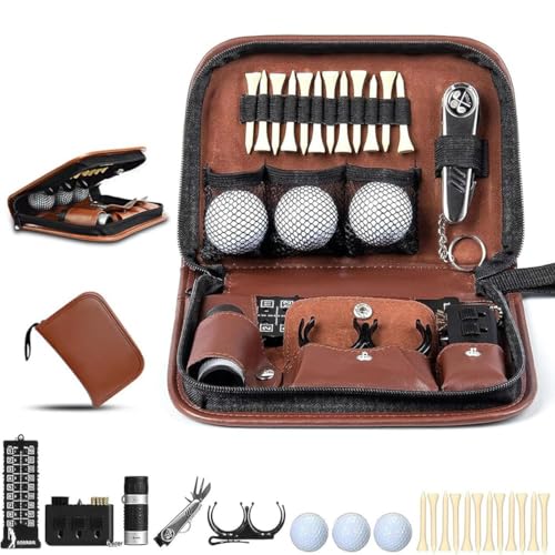 Sac de transport de balles de golf – Ensemble d'accessoires de golf multifonctionnel, organiseur en cuir PU, kit d'outils pour sports de plein air, pour homme