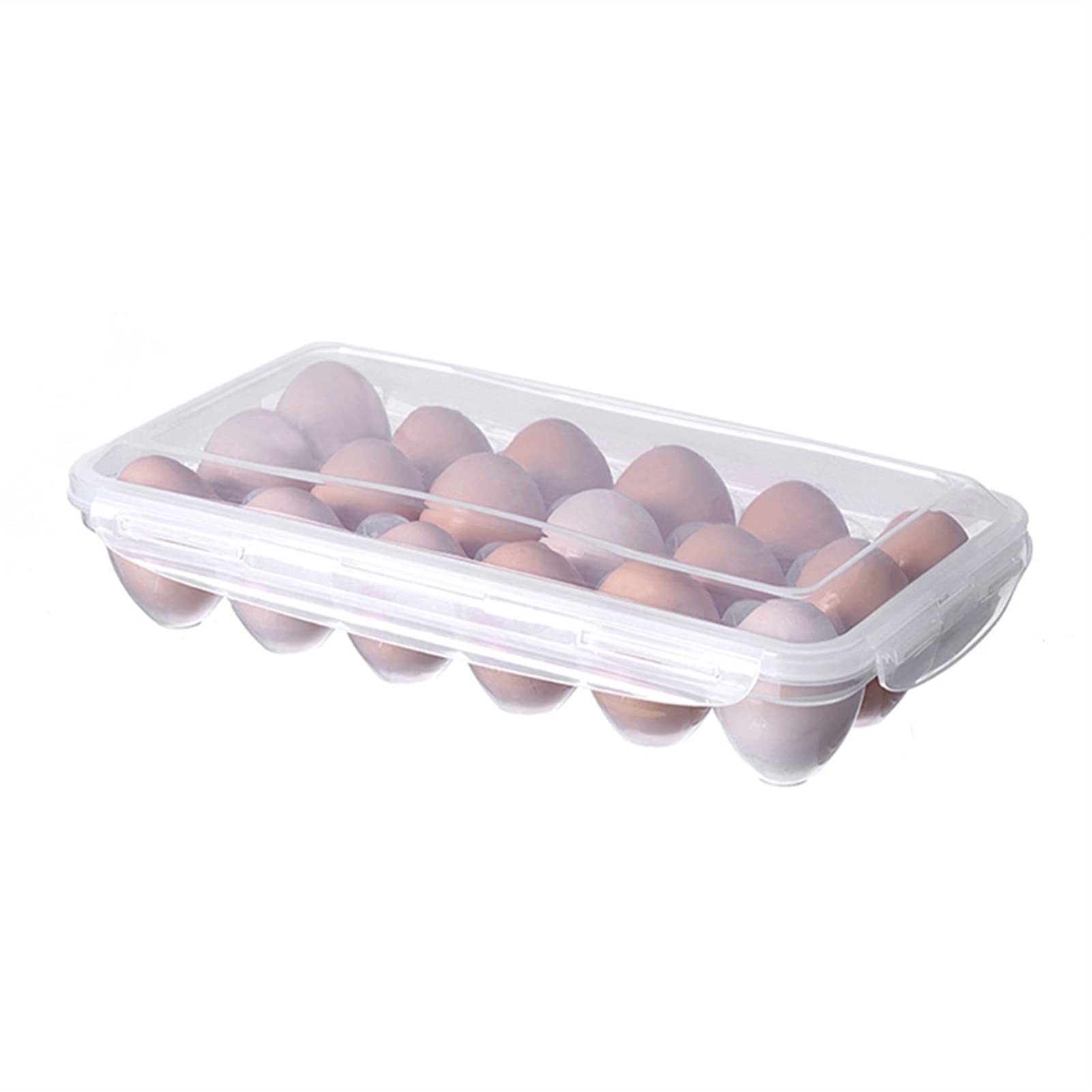 Boîte de rangement d'œufs 18 grilles en plastique avec couvercle pour réfrigérateur