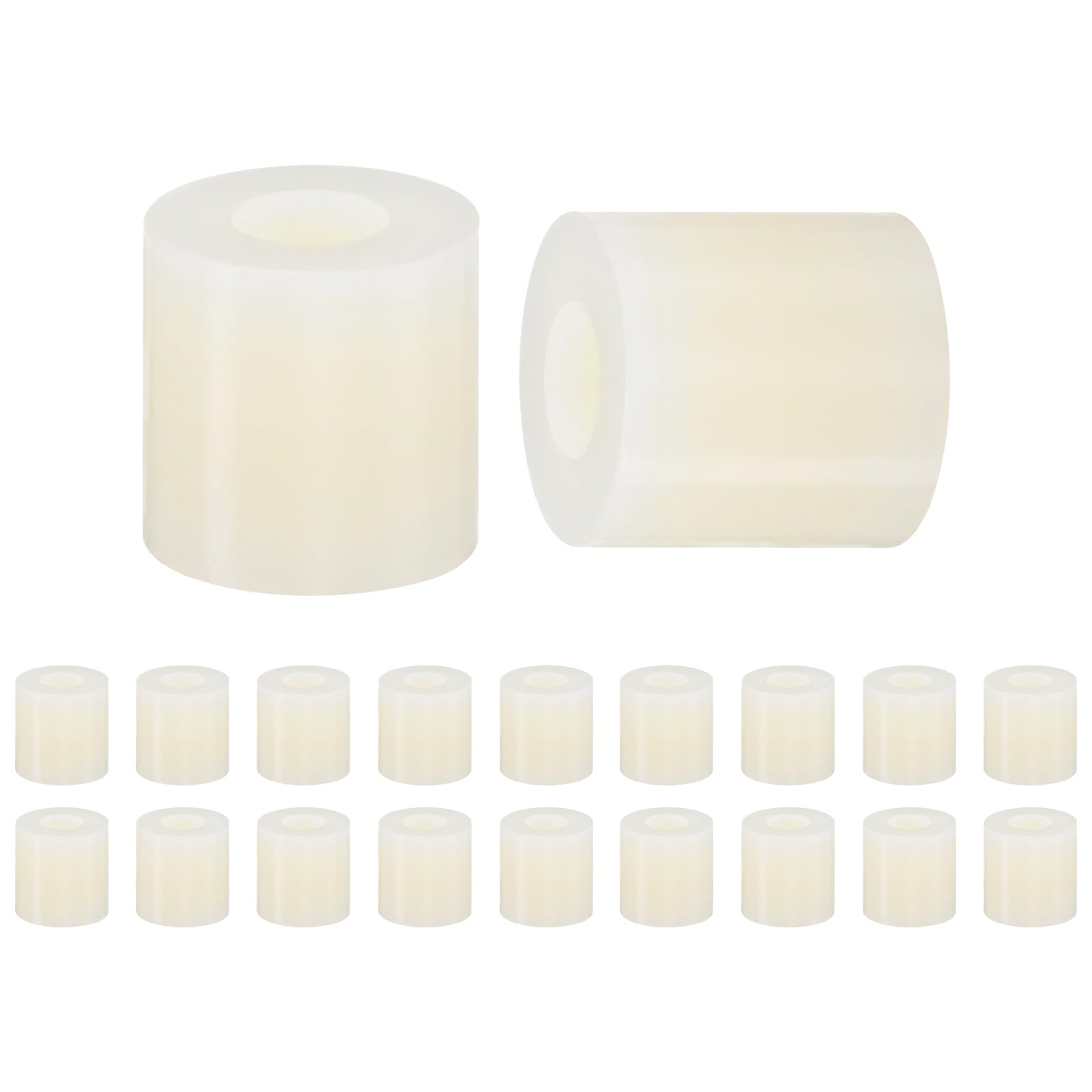 M METERXITY 200 Pack Nylon Washers, 3.2mm ID 7mm OD 7mm Length Round Plastic Spacer Washer Standoff Non-Threaded for M3 Screws/Bolts/Electrical Outlet/Switch Receptacle[White]