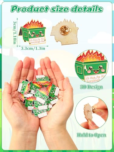Image of JUNEBRUSHS 28pcs Positive Enamel Dumpster Fire Brooch, Inspirational Lapel Pins for Coworker Appreciation Gifts Party Supplies Clothes Decor Accessories