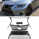 Partzer Front Bumper Grille Compatible with 2014-2016 Lexus F-Sport IS200t IS250 IS350, Upper & Lower Grill Replacement for LX1200152 LX1036115 Gloss Black
