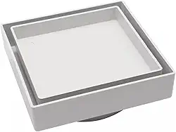 Ralo Invisível Oculto Sifonado 15x15cm para Piso e Porcelanato – Design Moderno, Anticheiro, Alta Vazão (Branco)