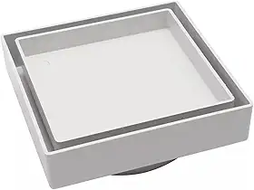 Ralo Invisível Oculto Sifonado 15x15cm para Piso e Porcelanato – Design Moderno, Anticheiro, Alta Vazão (Branco)