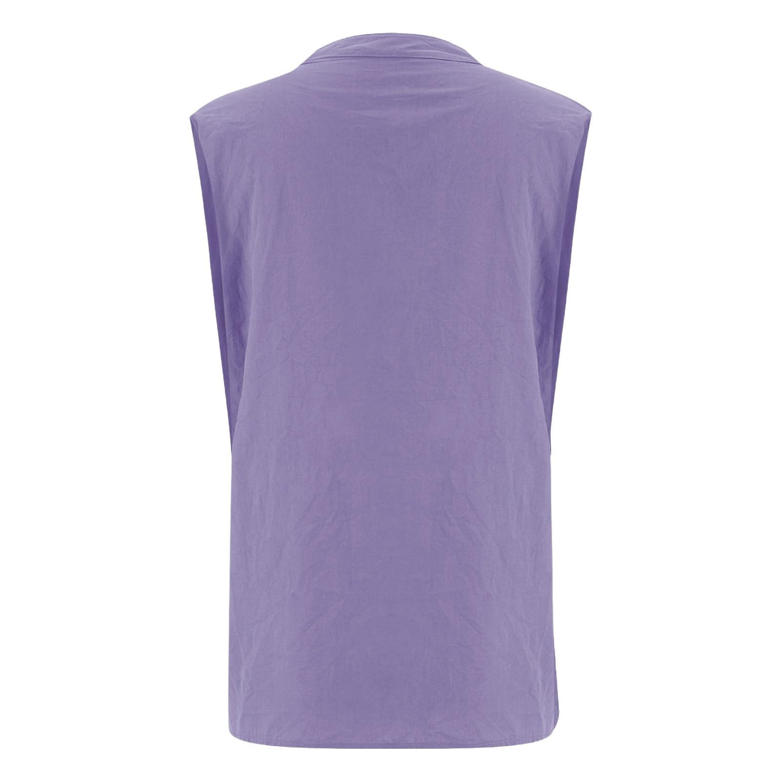 Camisa sin Manga Mujer Algodón Lino Verano Camisetas de Tirantes Blusa Moda Color sólido Casual Chaleco Ligero Transpirable Tank Tops Cuello en V Botones Fiesta Playa Camisa Suelto tee 2025
