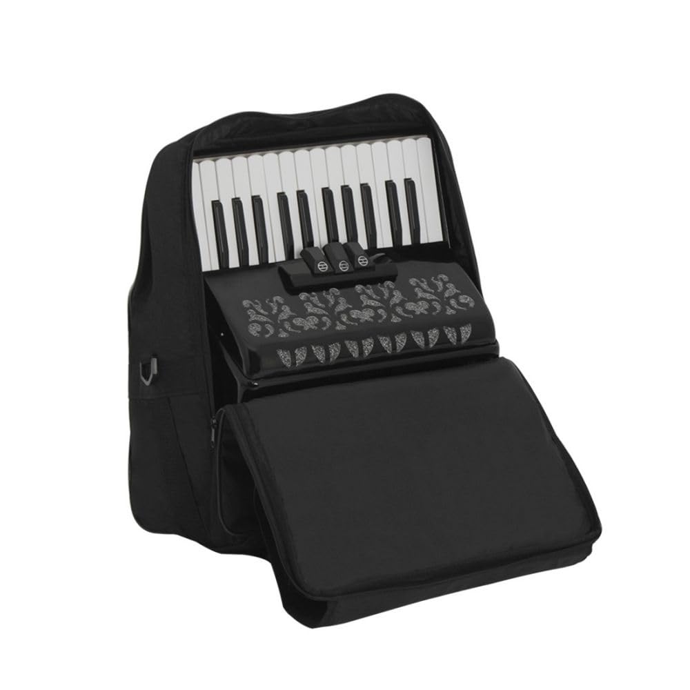 Fisarmonica a 26 tasti 48 bassi, corpo in ABS, vernice for pianoforte con superficie nera, interruttore audio, adatta a principianti e professionisti, borsa di stoccaggio inclusa e nastro for chitarra