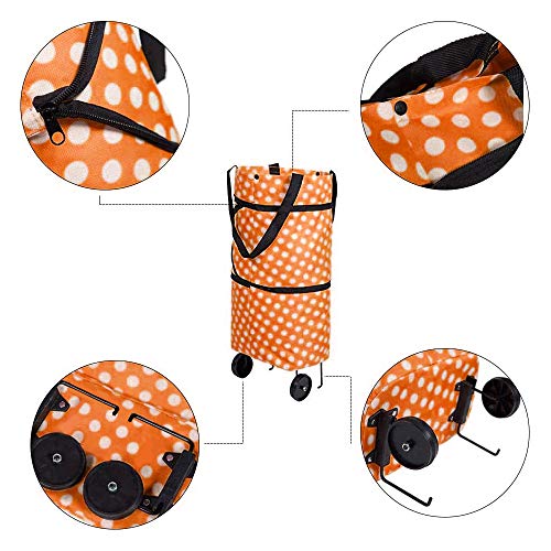 WishLotus Einkaufstasche mit Rädern, Multifunktionaler Einkaufstrolley Oxford Tuch Faltbare Tasche mit Faltbaren Rädern… – Bild 4