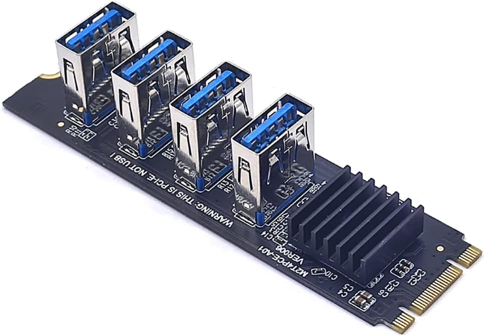 JMT USB3.0 Graphics Card M.2 NVME Key-M to 4-Port PCI-E Adapter Expansion Card