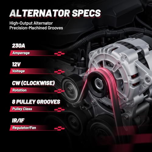 Image of BDFHYK 230A Alternator for BMW X6 3.0L L6 2008-2010, 116189 | For BMW 740Li 2011-2015, 740i 2011-2015, 12V, Clockwise Rotation, 8-Groove, Internal Fan, Internal Regulator