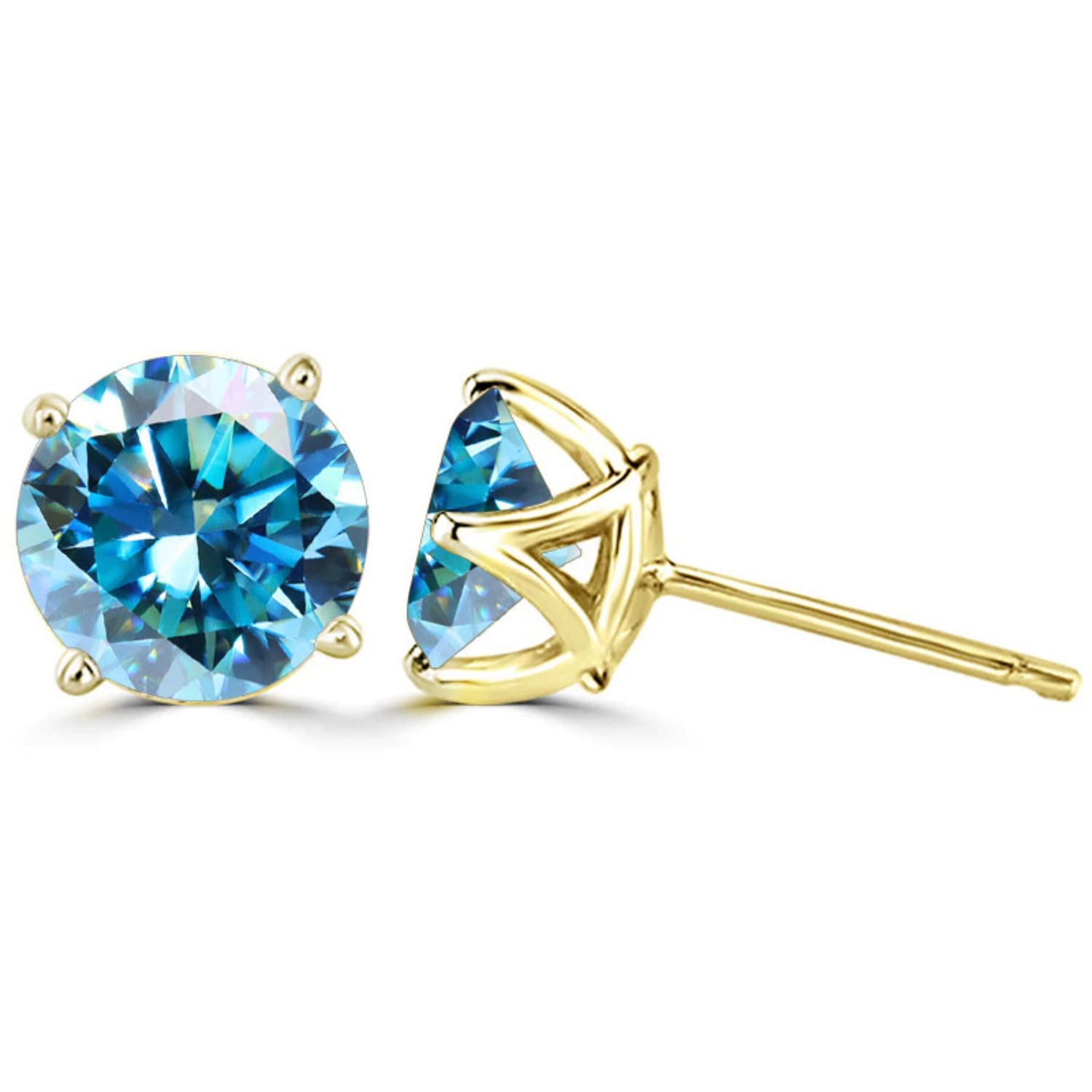 WZGWDC 1 Karat D-Farbe-Moissanit-Ohrringe für Damen und Herren, S925-Sterlingsilber, rosa/blau/grüner Diamant-Ohrstecker für Hochzeit, Valentinstag, Geburtstag, Geschenk mit Zertifikat