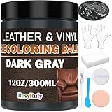 Dark Gray Recoloring Balm Leather Vinyl Auto Dash Board Car Interior Seats Paint Furniture Dye Color Restorer Refinish Shoes Sofa Gloves Jacket Purse Bag Couch Stain Fade Scratches Peeling Repair Kit