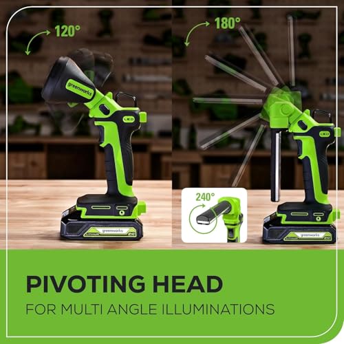 Image of Greenworks 24V Cordless Impact Driver & 2-in-1 Work Light Kit with 2x 2Ah Batteries & Charger - Brushless, Lightweight for DIY, Home Repairs & Outdoor Use