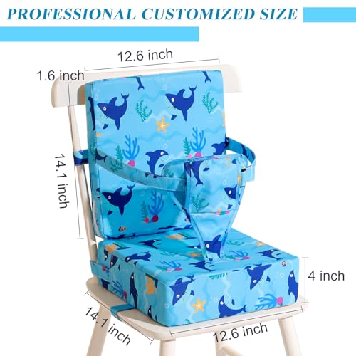 Image of Toddler Booster Seat for Dining Table, Dinosaur Booster Seat for Table with Backrest and Adjustable Seat Belts Non-Slip Bottom Portable Booster Seat Increasing Cushion for Kid Baby Eating Travel Home