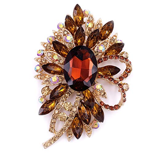 Image of SELOVO Big Large Flower Bow Brooch Scarf Decoration Brooch Pin Gold Tone