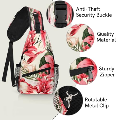 Sling bag unisex flores tropicales para viaje y senderismo miniatura 3