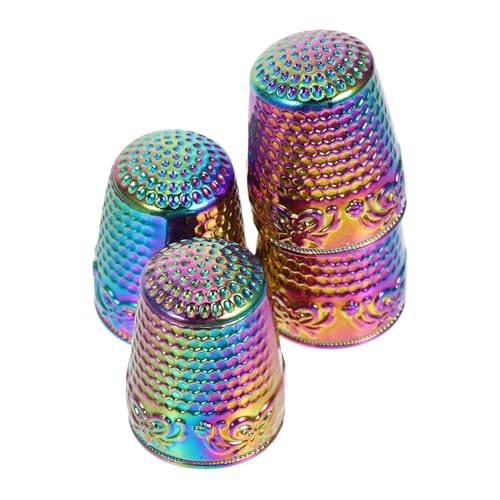 HAPINARY 4pcs Hand Sewing Thimbles Large Size Metal Thimbles Finger Hand Protector for Embroidery Quilting Needlework DIY Craft Tools