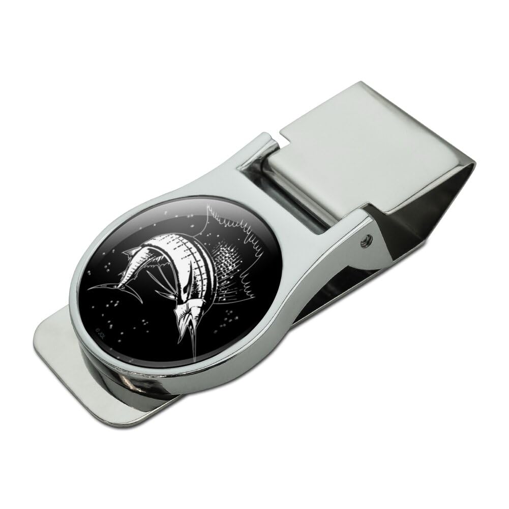 GRAPHICS & MORE Sailfish Fishing Illustration Satin Chrome Plated Metal Money Clip