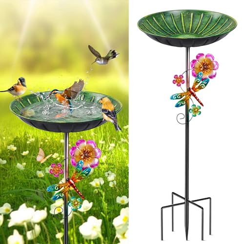 38In Metall Vogeltränke Vogelbad Stehend für Draußen Garten, Futter...