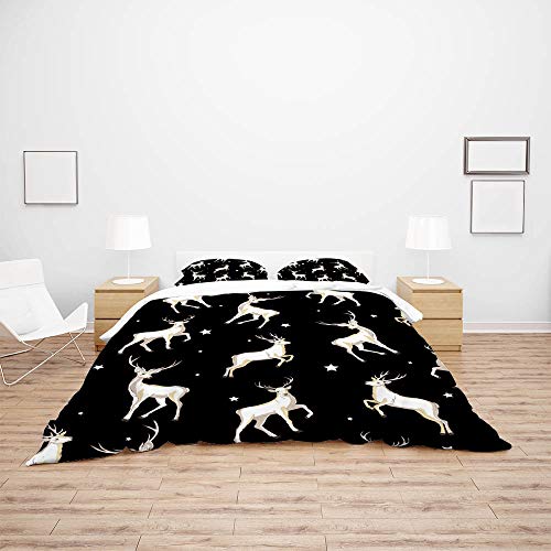 Funda de edredón de ciervo y fundas de almohada 3 piezas para cama doble 4