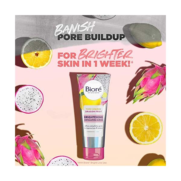 Biore-Brightening-Exfoliating-Scrub-Pink-35-Fl-Oz Bioré Brightening Exfoliating Scrub, 3.5 Fluid Ounces, to Exfoliate and Even Skin Tone, for All Skin Types