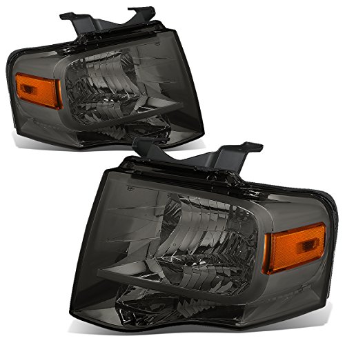 Pair of Smoked Housing Amber Corner Headlight Lamps Kit Compatible with Ford Expedition U324 07-14