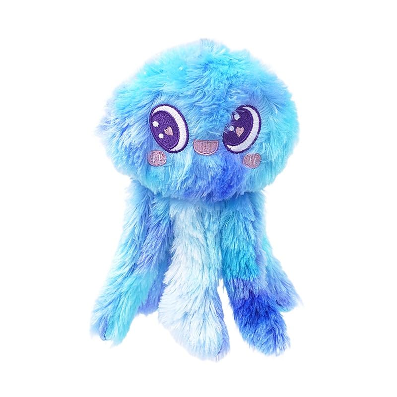 DAFORERAL Plüsch Quallen Hundespielzeug mit Quietscher und Knistern, kaufestes interaktives Spielzeug für mittelgroße und große Hunde, 5,1 x 8,3 Zoll (V2)