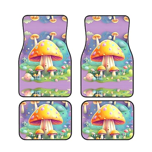 Juego completo de 4 alfombrillas universales de goma para coche, diseño de setas