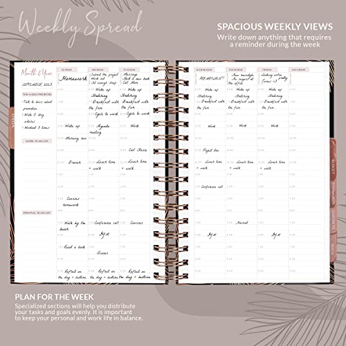 Image of PLANBERRY Hourly Schedule Planner Premium - Undated Weekly Organizer with Time Slots & Monthly Budget - Time Management, Goal Setting, to-Do List & Habit Tracker -6.9″x8.5″(Onyx Black)
