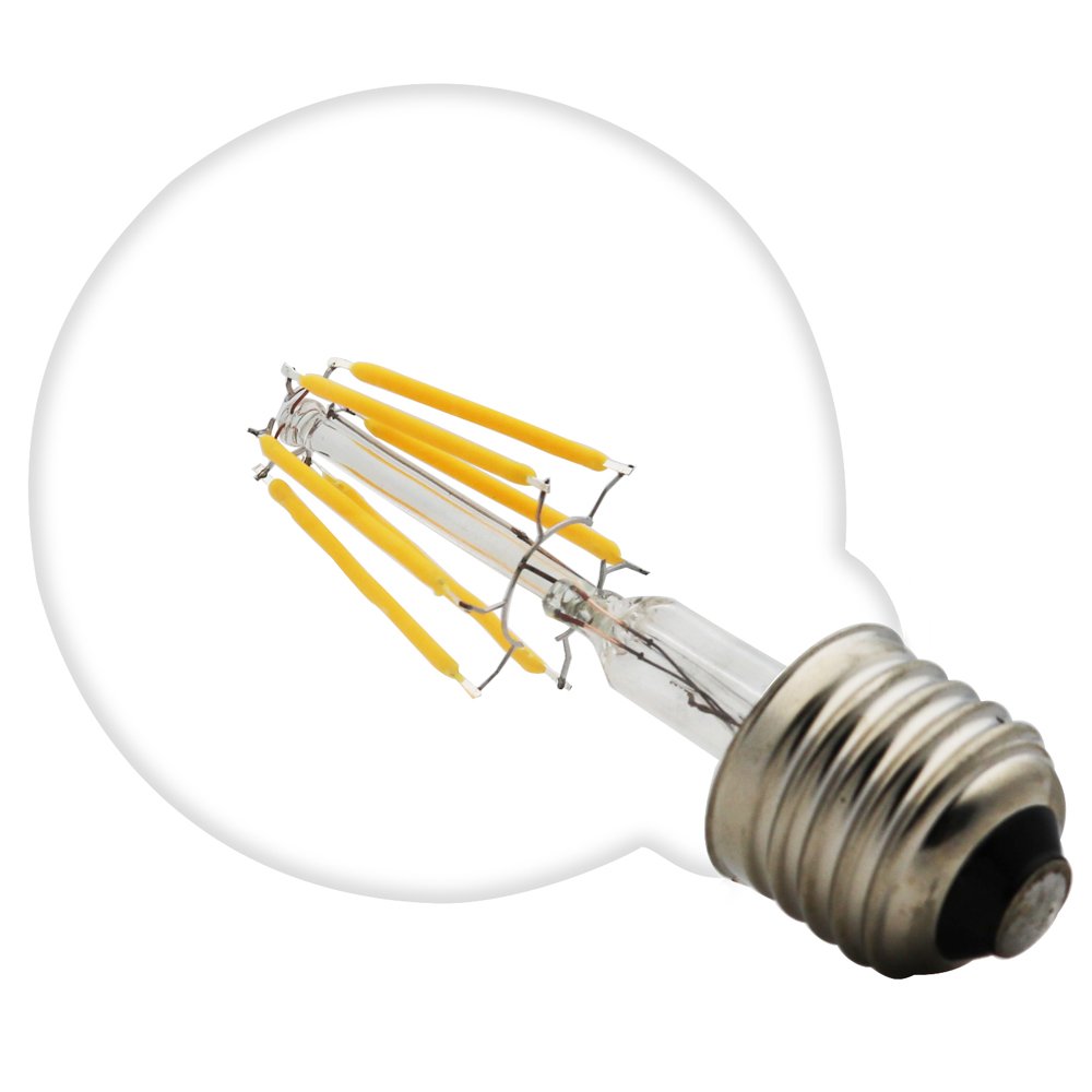 Edison LED globo lampadina G80 E27 4W 6W 8W retrò vintage stile industriale lampada lampadina 220V bianco caldo 2200K metallico e vetro (Diametro： 80mm) (10 Pezzo, 6W)