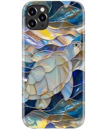 Image of Goodon for iPhone 12 Pro Case /iPhone 12 Case Cute - Wireless Charging Compatible - Dual-Layer Hard Shell + Silicone Cover - Protective Phone Case, Trendy Designs for Women - Abstract Sea Turtle