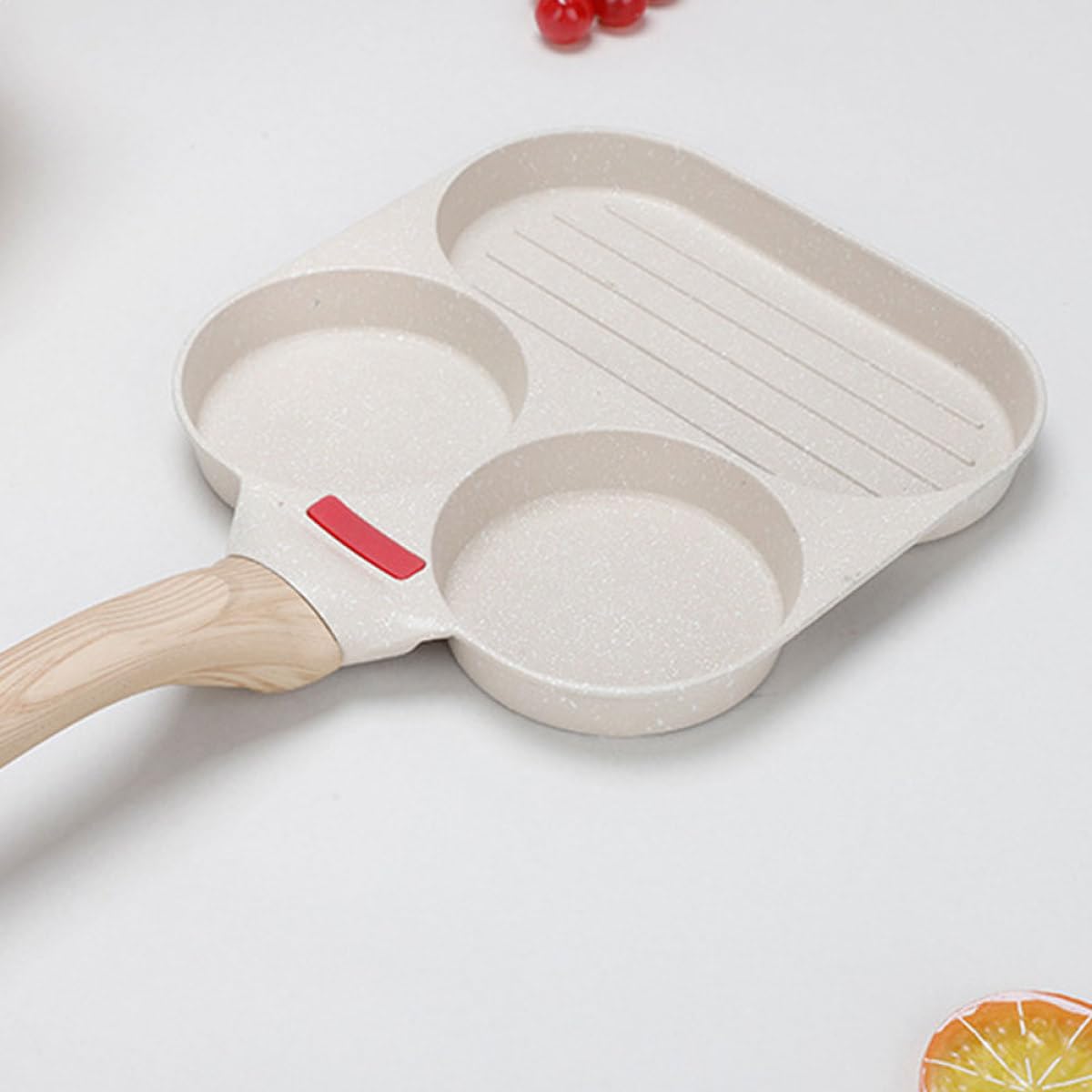 Padella Antiaderente Multifunzione 3 in 1 in Alluminio per Pancake, Uova e Hamburger, Padella da Campeggio Scanalature, per Colazione e Cucina All’aperto, Facile da Pulire