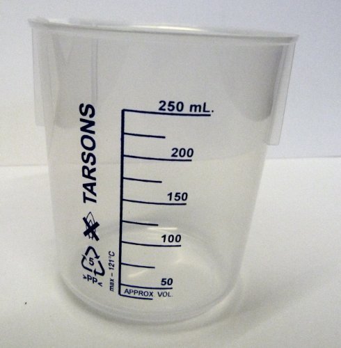 PLASTIC POLYPROPYLENE PP MEASURING BEAKER 250ML LABORATORY KITCHEN