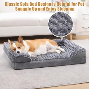  KSIIA-Orthopedic-Dog-Bed-Medium-Size-Dog-Couch-Waterproof-Dog-Bed-Washable-Dog-Bed-Egg-Foam-Pet-Bed-with-Removable-Bolster-Nonskid-Bottom-Medium-Dog-Bed-Sofa-29-x-18-x-6-Inch-Grey