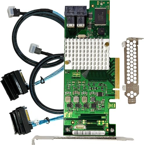 SAS HBA Card Compatible with LSI 9207 & 9300-8i IT Mode with SAS Cables
