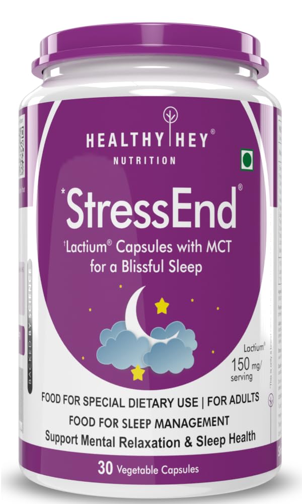 HealthyHey Nutrition StressEnd - Stress & Anxiety Relief Supplement - Scientifically Proven Lactium Peptide - fNon-GMO, Gluten-Free-30 Vege capsules (B0B5N561FH) Amazon Price History, Amazon Price Tracker