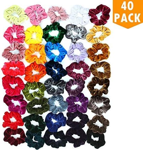 Datttcc 40 Pcs Hair Scrunchies Velvet Elastic Hair Bands Scrunchy Hair Ties Ropes Scrunchie for Women or Girls Hair Accessories - 40 Assorted Colors Scrunchies (40 PCS Velvet Hair Scrunchies)