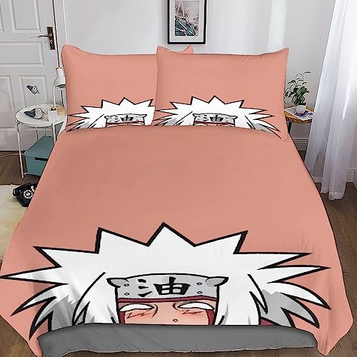 Juego De Ropa De Cama para Naruto con Estampado En 3D, Diseño De Anime, para Cama Individual, Funda De Edredón Doble, para Niños Y Niñas 3 Piezas Double(200x200cm)