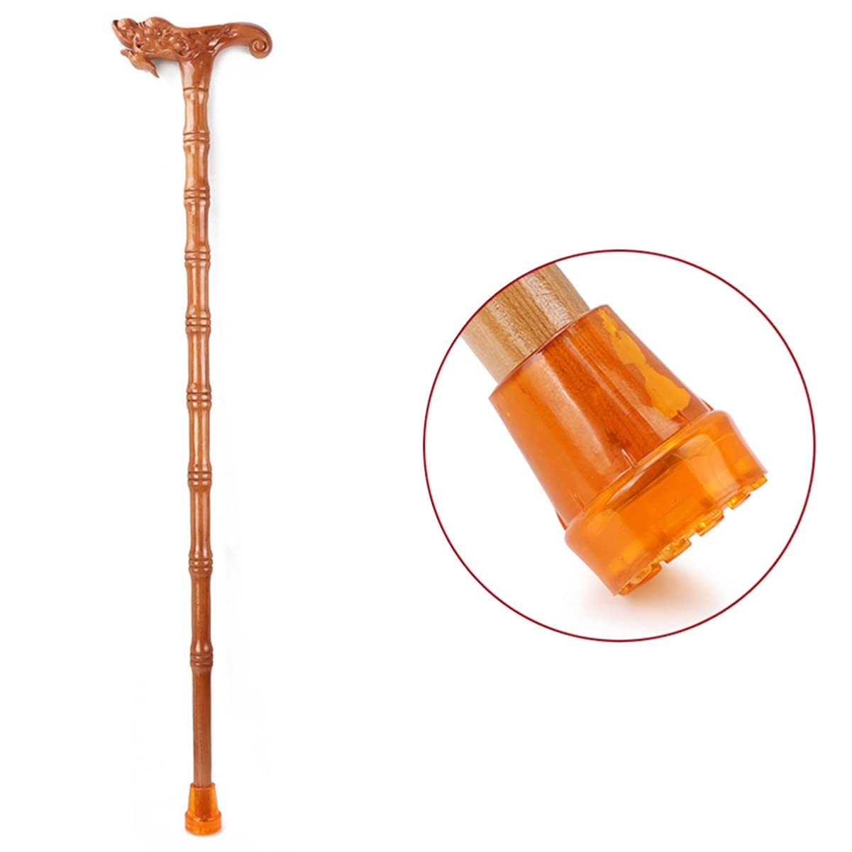Bastón con Cabeza de dragón para Personas Mayores. Bastones de Madera Vintage con Mango de Madera Maciza, Hechos a Mano, Muy Resistentes y con Funda Antideslizante.