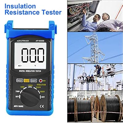 Insulation Tester Megohmmeter 200G Ohm Megger Multimeter Measures 500/1000/2500/5000V Voltage, Compressor Tester HVAC,Motor Cables Switches and Home Improvement Use
