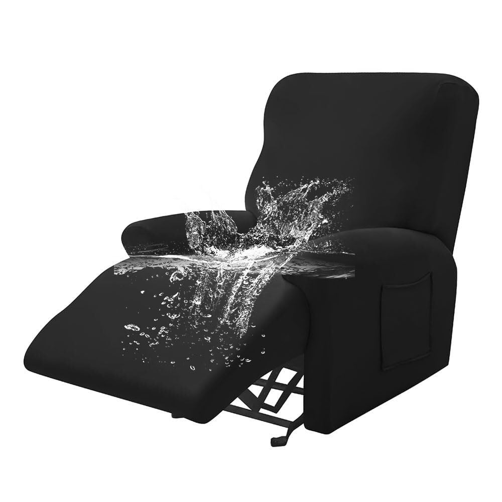 Funda elástica Impermeable para sillón reclinable, Color Liso, Antideslizante, con Bolsillo Lateral, Lavable, Protector de Muebles para Silla.