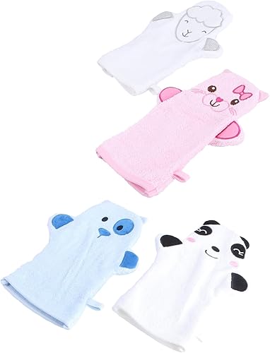FRCOLOR Guantes de baño para bebés, guantes de baño para bebés, esponja de baño para niños, toallas de baño para bebés, esponja de baño para bebés,