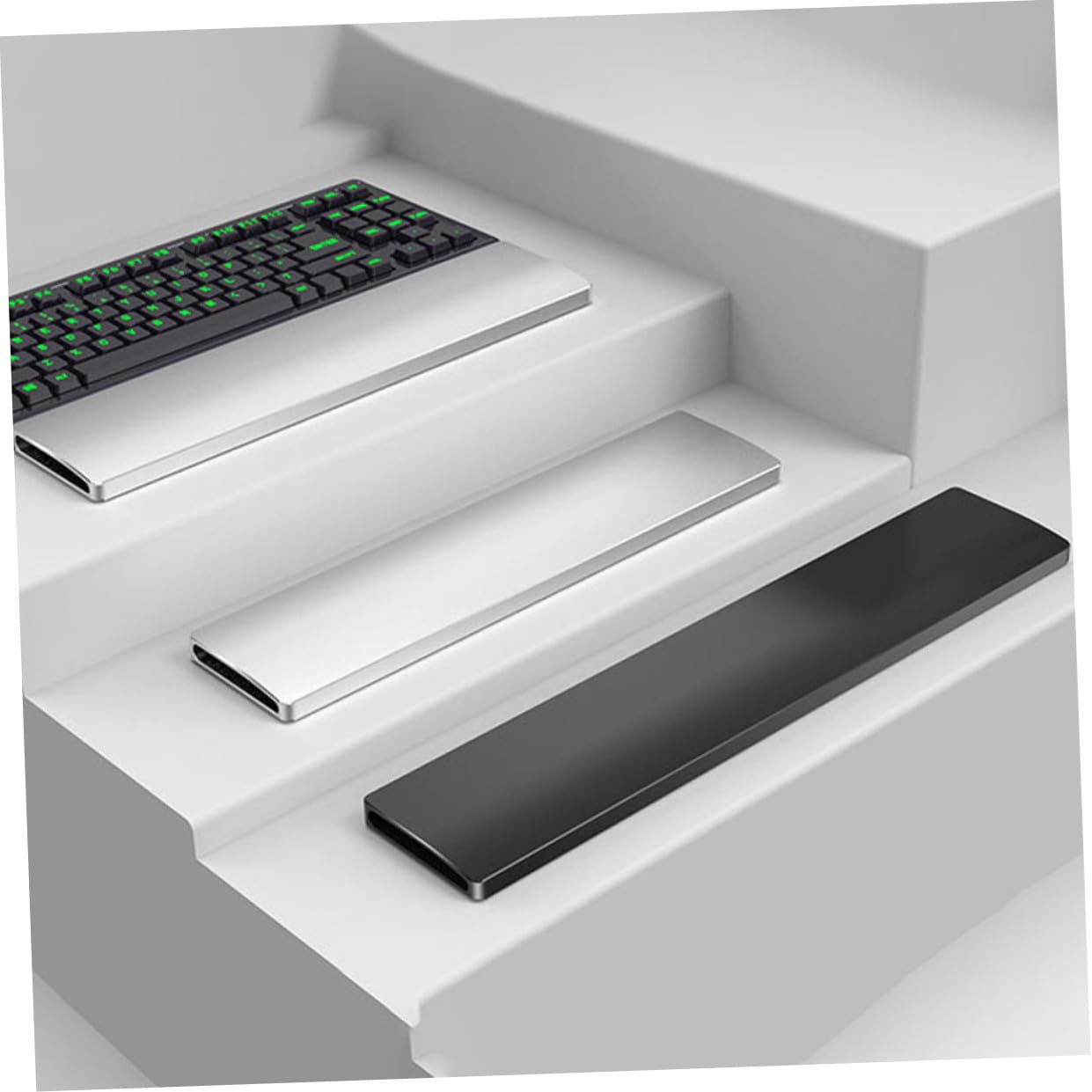 Veemoon Mechanische Tastatur Handgelenkauflage aus Aluminiumlegierung Ergonomisches Design Rutschfest Stabil für 104-Tasten Tastaturen Silber