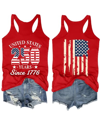 Image of Ithalt Womens American Flag Shirts 4th of July Outfits USA T-Shirt Patriotic Tank Shirt Fourth of July Sleeveless Tops