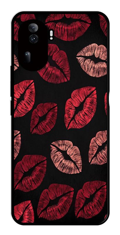TUKON | Compatible for Oppo Reno 11 Pro 5G Mobile Phone Back Cover 2D Metal | for Boys Girls | Kiss Pattern Printed Rubber Silicone Soft TPU Sides with Camera Protection